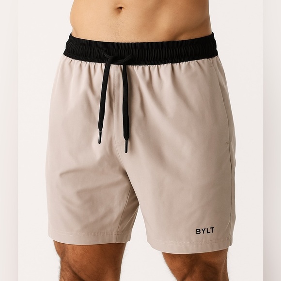 BYLT Basics Other - Bylt Tan and Black Athletic Shorts - Medium